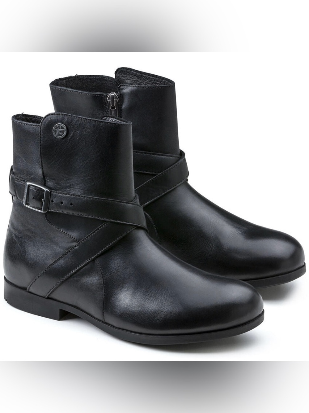 Birkenstock Black Leather Buckle Ankle Boots for Women